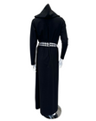 Runelli AN900 Pepita Trim Black Zippered Cotton Morning Robe w/ Removable Hood Myselflingerie.com