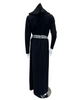 Runelli AN900 Pepita Trim Black Zippered Cotton Morning Robe w/ Removable Hood Myselflingerie.com