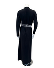 Runelli AN900 Pepita Trim Black Zippered Cotton Morning Robe w/ Removable Hood Myselflingerie.com
