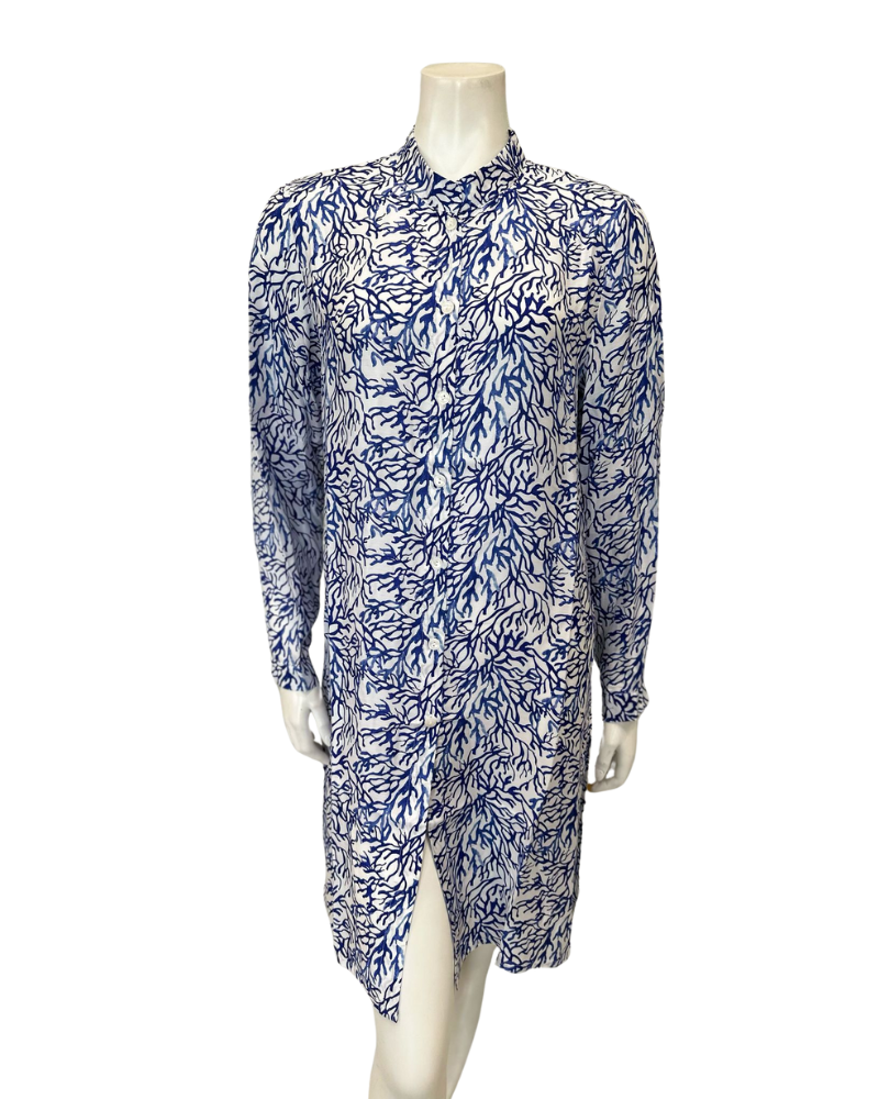Furstenberg 403/31600 Reef Motifs Blue Button Down Swim Cover Up Myselflingerie.com