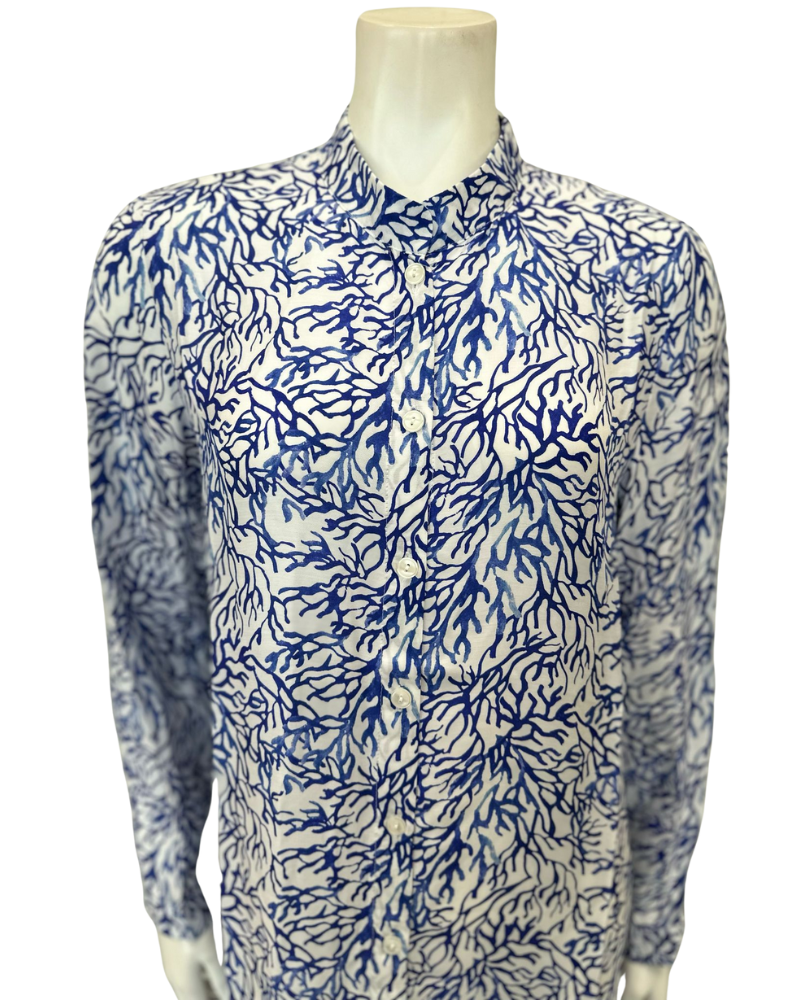 Furstenberg 403/31600 Reef Motifs Blue Button Down Swim Cover Up Myselflingerie.com