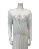 Mega Dreams 357736 White Ribbed Tri Color Embroidered Flowers Modal Nursing Nightgown Myselflingerie.com