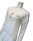 Mega Dreams 357736 White Ribbed Tri Color Embroidered Flowers Modal Nursing Nightgown Myselflingerie.com