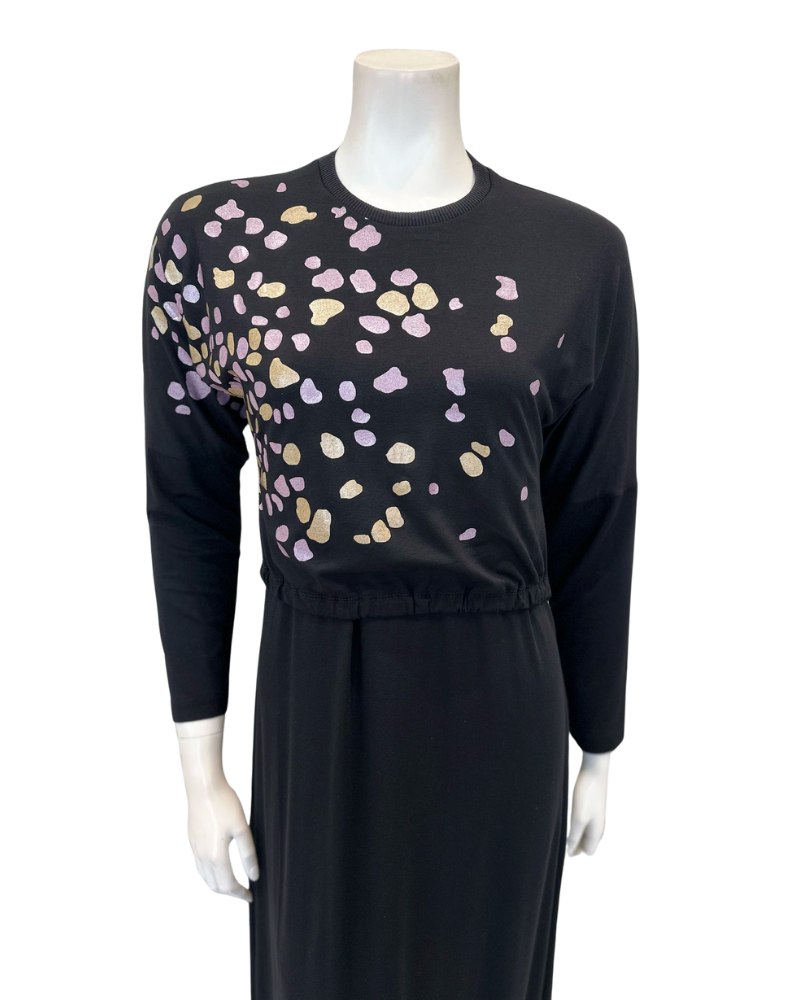 Pen-ky 11977 Black Leopard Shimmer Print Modal Nursing Nightgown Myselflingerie.com