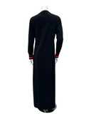 Angelice C-7372 Black Cotton Modest V Neck Striped Cuff Pull On Nightgown Myselflingerie.com