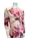 Simondona S6269 Pink Watercolor Floral Print Button Down Modal Nightgown Myselflingerie.com