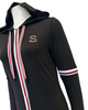 Sparrow C-7412 Black Colored Striped Sleeve Zippered Black Jersey  Hooded Lounger Morning Robe Myselflingerie.com