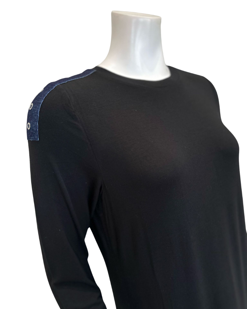 ORD PRO2577 Black with Denim Stripe Pull On Modal Teen Nightgown Myselflingerie.com