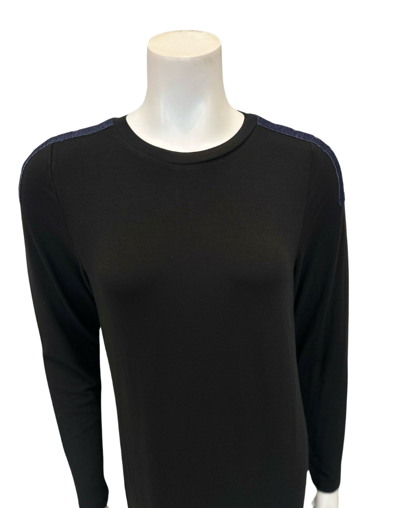 ORD PRO2577 Black with Denim Stripe Pull On Modal Teen Nightgown Myselflingerie.com