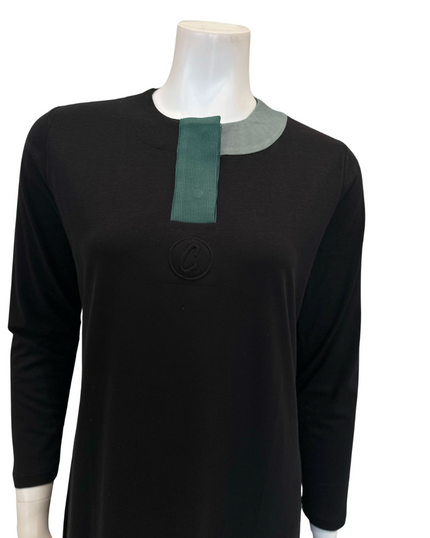 Chicolli N5088 Black/Multi Color Contrast Cotton Button Down Nightgown Myselflingerie.com