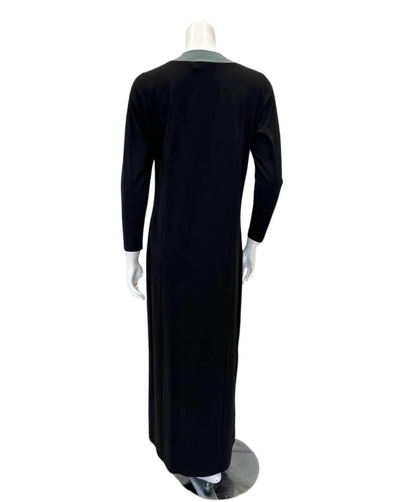 Chicolli N5088 Black/Multi Color Contrast Cotton Button Down Nightgown Myselflingerie.com