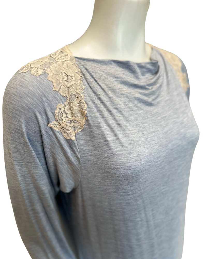Verdiani 4323 Denim Heather Boat Neck Pull On Modal Nightgown Myselflingerie.com