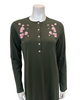 Pen-ky 11953 Green Cherry Blossom Button Down Cotton Blend Nightgown Myselflingerie.com