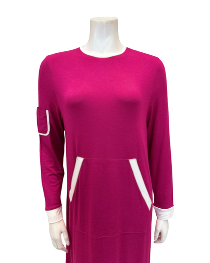 Velvet AN760PK Hot Pink Modal Pull On Nightgown with Kangaroo Pocket Myselflingerie.com