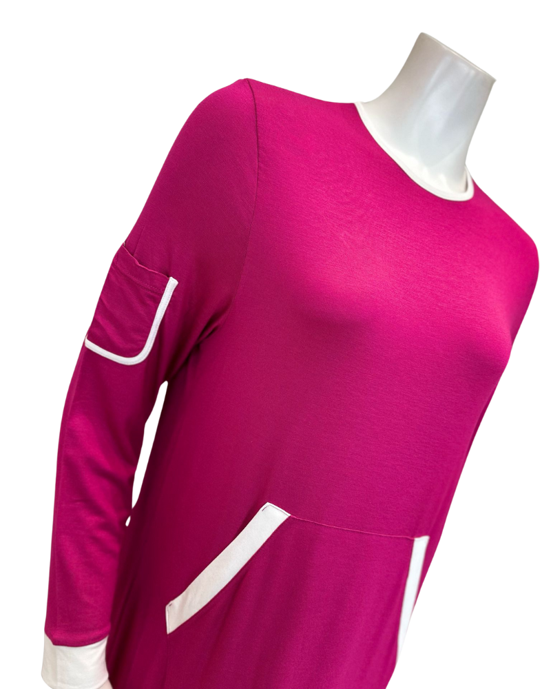 Velvet AN760PK Hot Pink Modal Pull On Nightgown with Kangaroo Pocket Myselflingerie.com