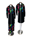 ESPi ANT230 Multi Color Circles Print Black Cotton Teen Hoodie Myselflingerie.com