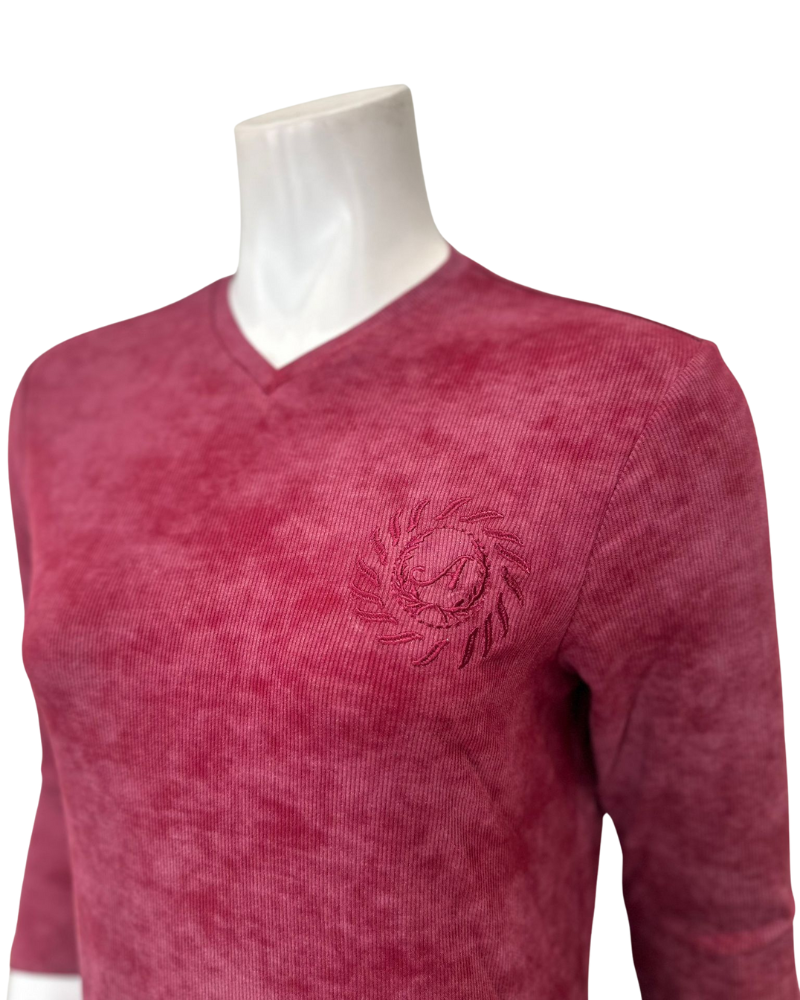 Angelice S-7144 Merlot Ribbed V Neck Snaps Modal Nightshirt Myselflingerie.com