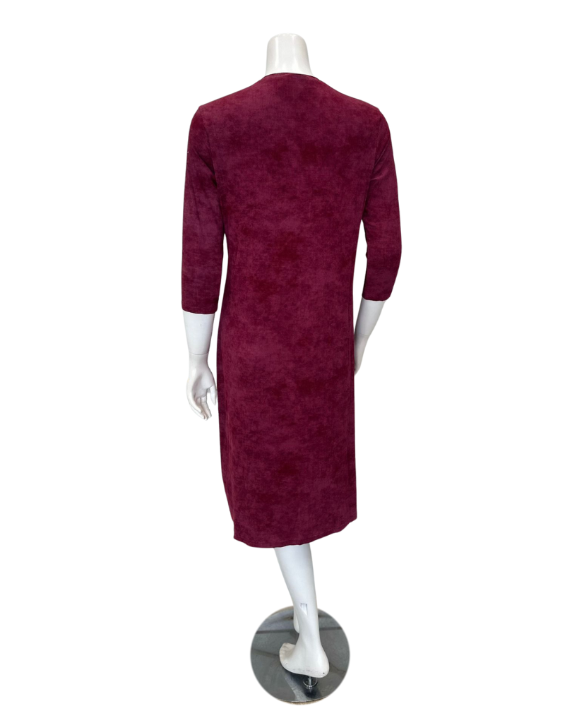 Angelice S-7144 Merlot Ribbed V Neck Snaps Modal Nightshirt Myselflingerie.com
