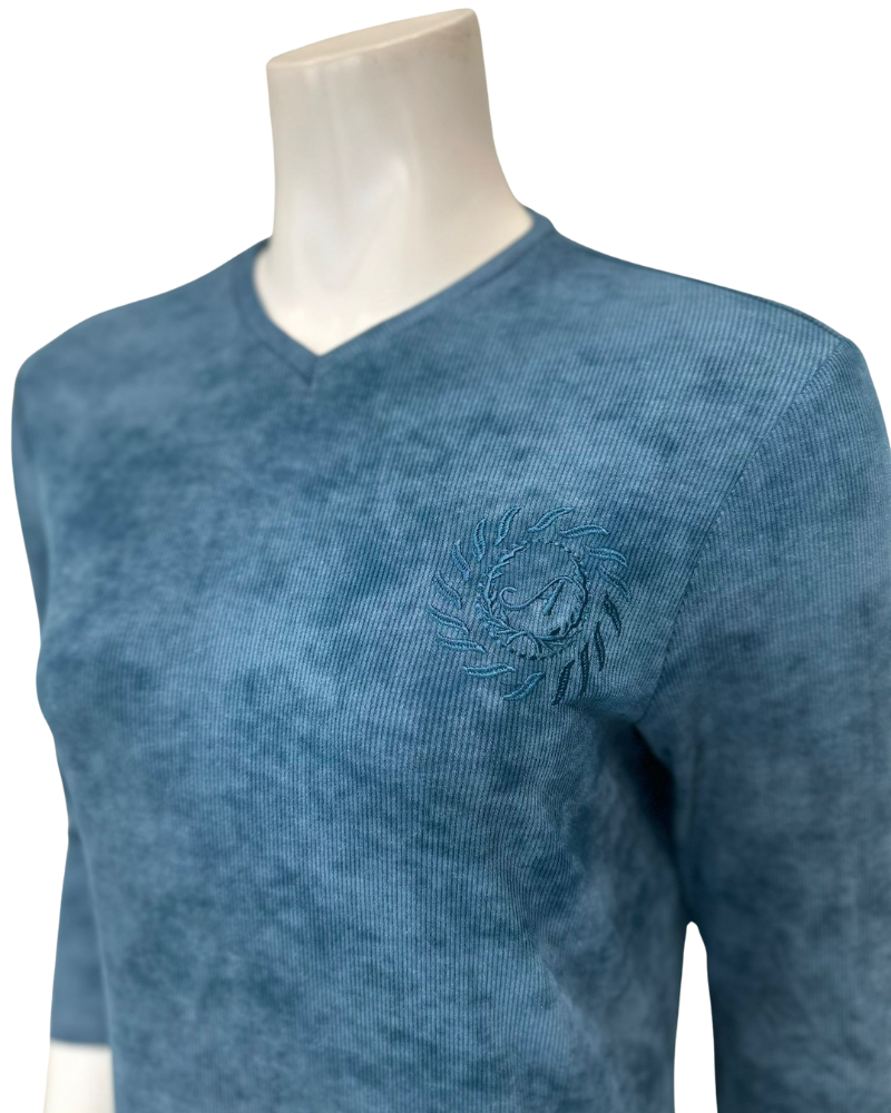 Angelice S-7144 Peacock Ribbed V Neck Snaps Modal Nightshirt Myselflingerie.com