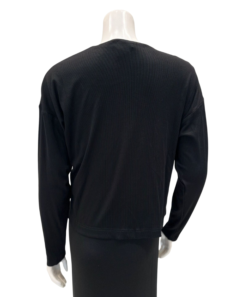 Sparrow S-7336 Black Ribbed Modal Cardigan with Emblem Myselflingerie.com