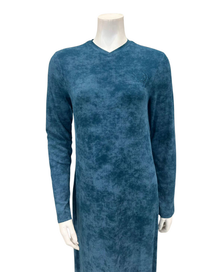 Angelice S-7259 Peacock Modest V Neck Ribbed Modal Nightgown Myselflingerie.com