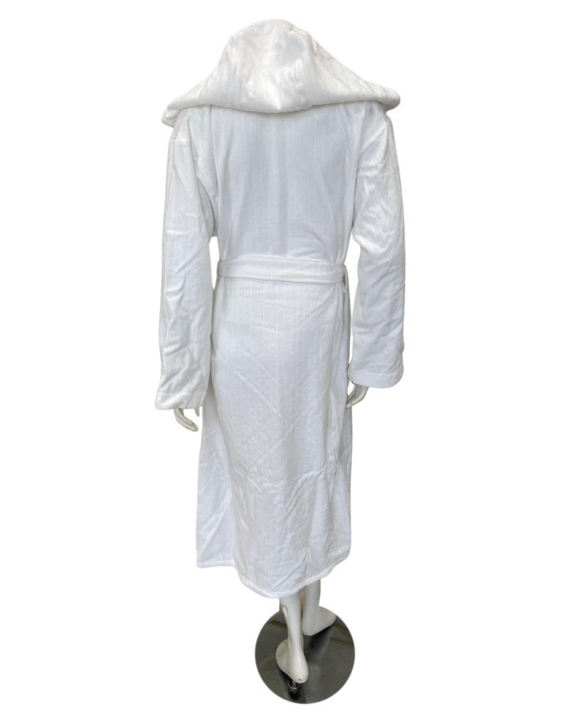 Veluda 25805 White Linea 100% Cotton Hooded Terry Bath Robe Myselflingerie.com