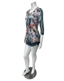 4528 Floral Print Ribbed Modal Sheer Long Sleeve & Shorts Pajamas Set