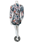 4528 Floral Print Ribbed Modal Sheer Long Sleeve & Shorts Pajamas Set
