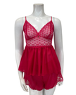 Oh! Zuza 4536 Raspberry Lace Sheer Cami & Shorts Set Myselflingerie.com