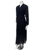 Oh! Zuza 4525 Black Ribbed Modal with Sheer Lace Long Robe Myselflingerie.com
