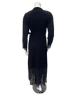 Oh! Zuza 4525 Black Ribbed Modal with Sheer Lace Long Robe Myselflingerie.com