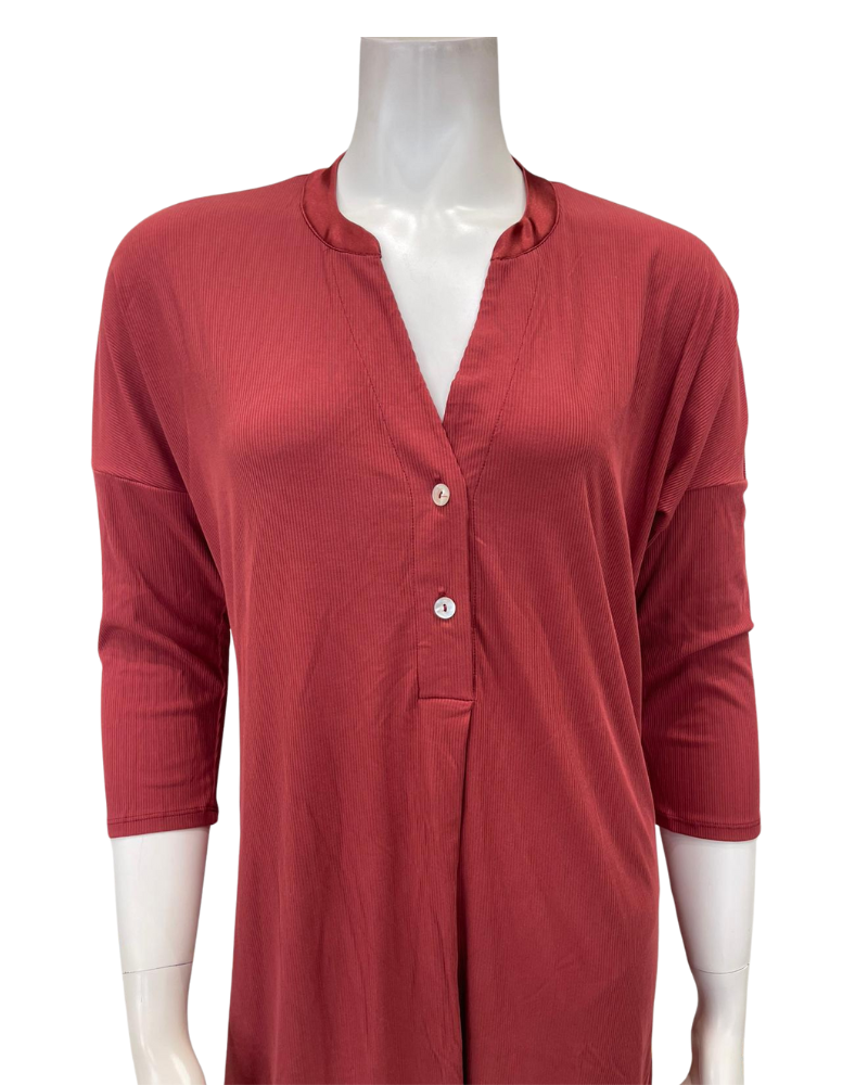 Fleur't 6004 Chili Rib Dolman 3/4 Sleeve Modal Nightshirt Myselflingerie.com