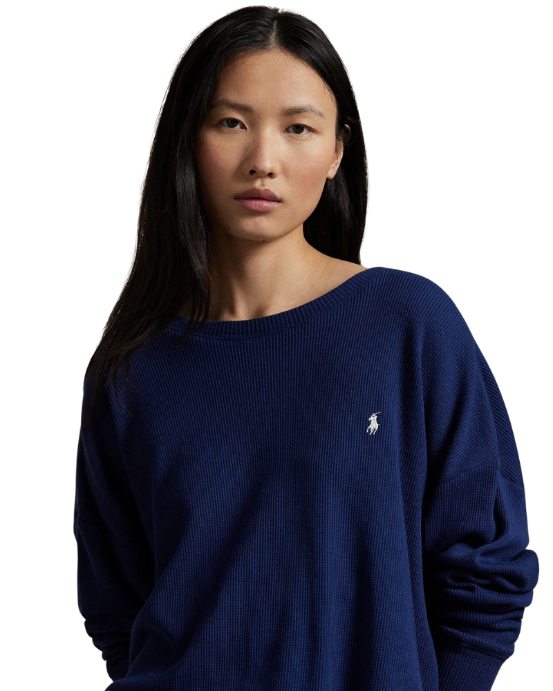 Polo by Ralph Lauren 4P0155-R3815 Navy Club Waffle Knit Pajamas Set Myselflingerie.com