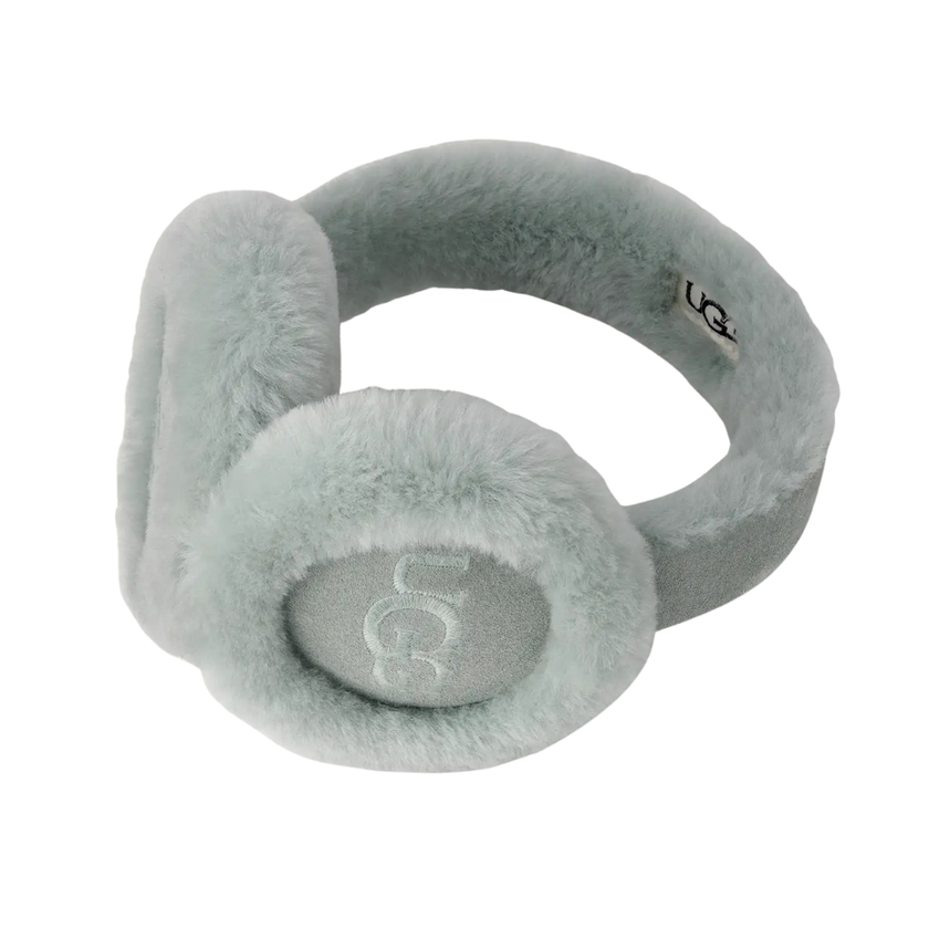 UGG Grey Mist Embroidered Logo Sheepskin Earmuffs