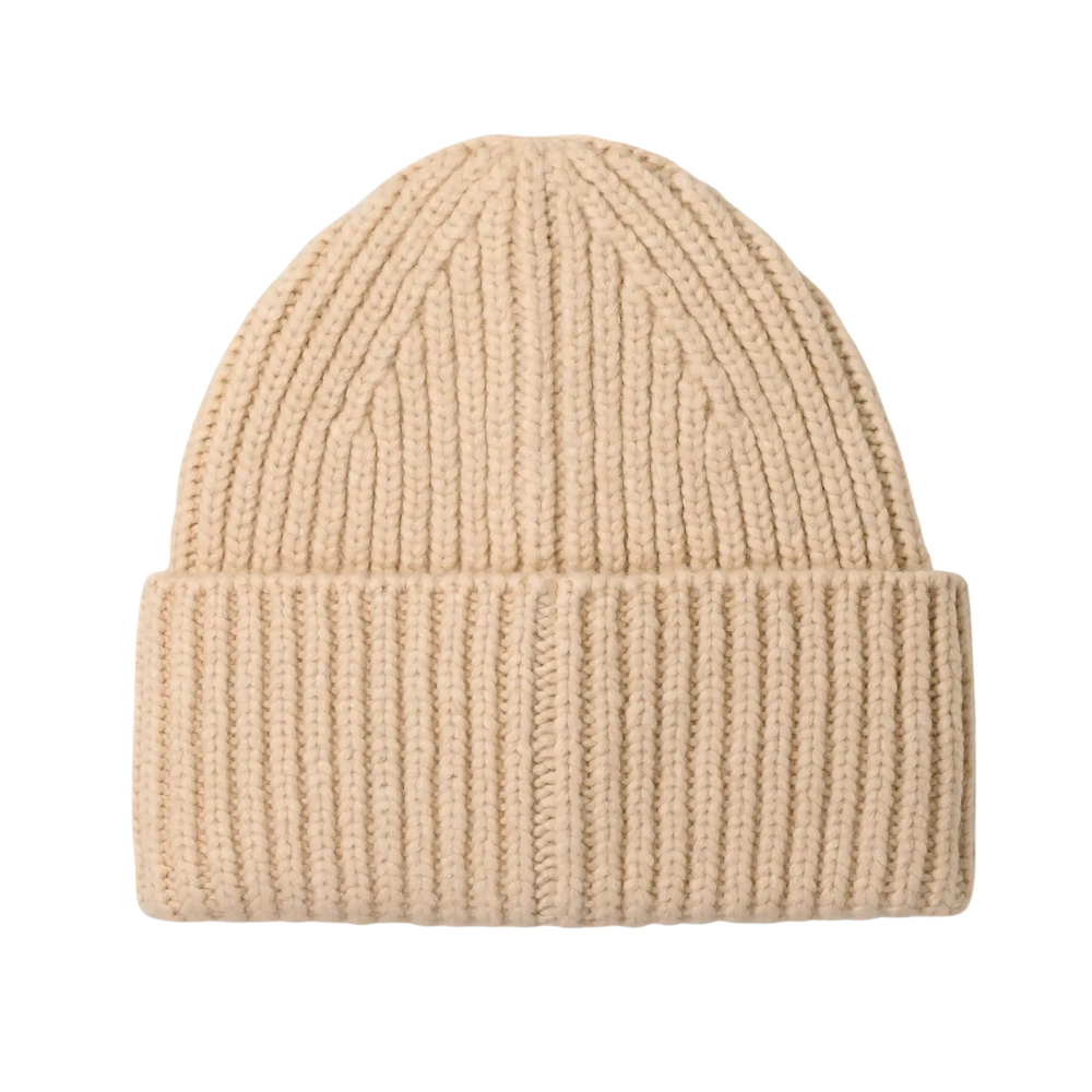 UGG 20061 Cream Chunky Rib Knit Beanie with Logo Myselflingerie.com