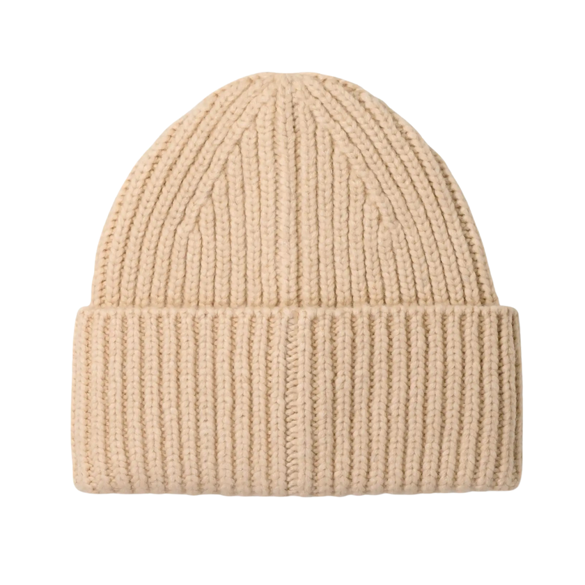 UGG 20061 Cream Chunky Rib Knit Beanie with Logo Myselflingerie.com
