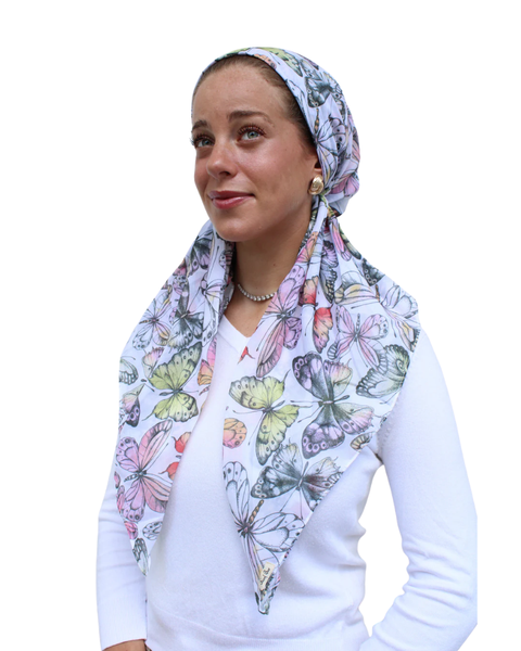 Pastel Butterfly Classic Pre-Tied Bandanna with Velvet Grip Myselflingerie.com