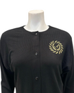 Sparrow S-7336 Black Ribbed Modal Cardigan with Emblem Myselflingerie.com