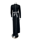 Runelli AN900 Pepita Trim Black Zippered Cotton Morning Robe w/ Removable Hood Myselflingerie.com