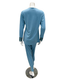 Oh! Zuza B33 Aqua Lace Cuff Pants Modal Pajamas Set Myselflingerie.com