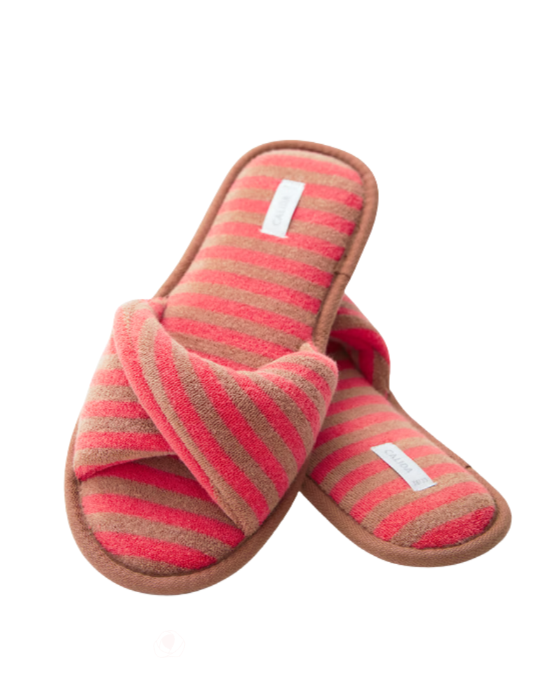 Calida Timeless Taupe Lounge Stripe Slipper Myselflingerie.com