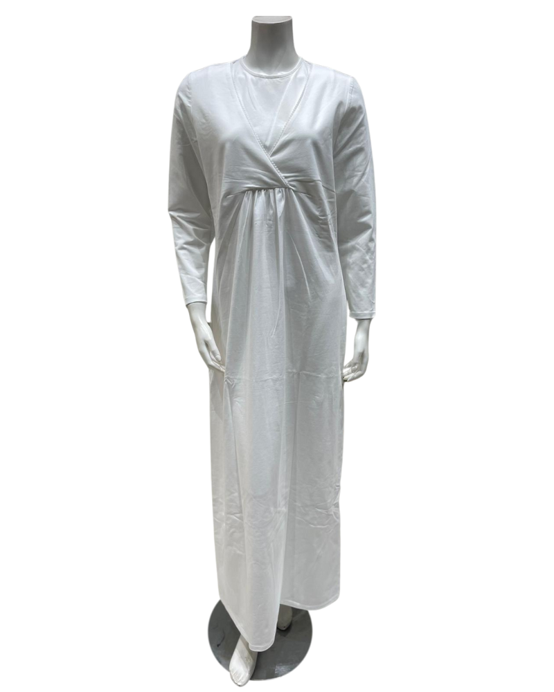 Chicolli N5102 White Laurel Versatile Wrap Cotton Nursing Nightgown Myselflingerie.com
