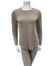 Jackie O'Loungewear PJSET-TN Tan Ribbed Heather Round Neck Modal Pajamas Set Myselflingerie.com