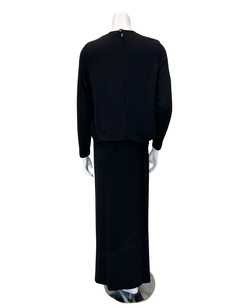 Velvet Black Drawstring Modal Nursing Nightgown