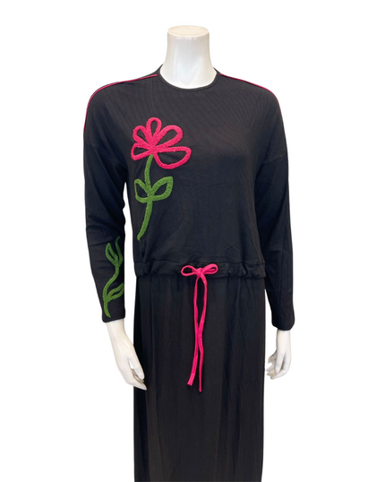 Mega Dreams 392522 Pink Side Flower Ribbed Modal Nursing Nightgown Myselflingerie.com