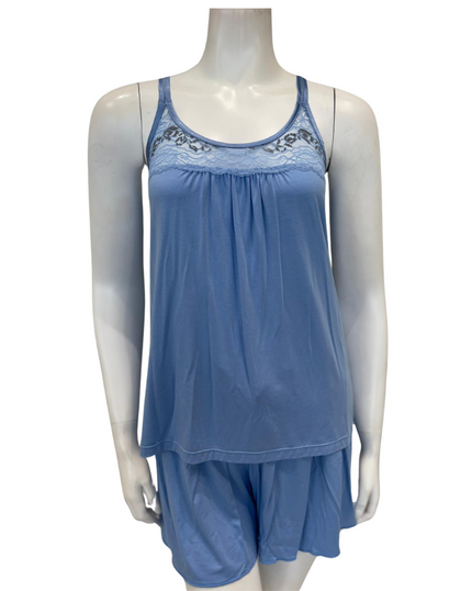 Fleur't 6138 Hampton Blue In Love Cami & Shorts PJ's Set Myselflingerie.com