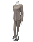 Jackie O'Loungewear PJSET-TN Tan Ribbed Heather Round Neck Modal Pajamas Set Myselflingerie.com
