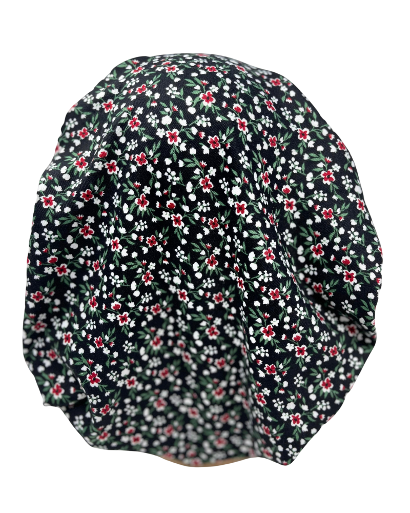 Triple Up BUL835 Black Floral Print Unlined Pre-Tied Bandanna Myselflingerie.com