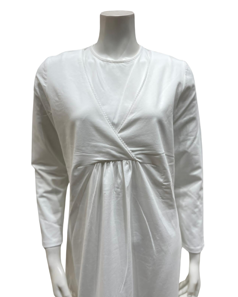 Chicolli N5102 White Laurel Versatile Wrap Cotton Nursing Nightgown Myselflingerie.com