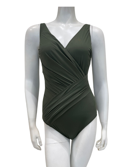 Gottex 25LL178 Olive Lattice Square Neck Swimsuit Myselflingerie.com